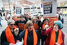 Raised Voices singing at a 38Degrees NHS event